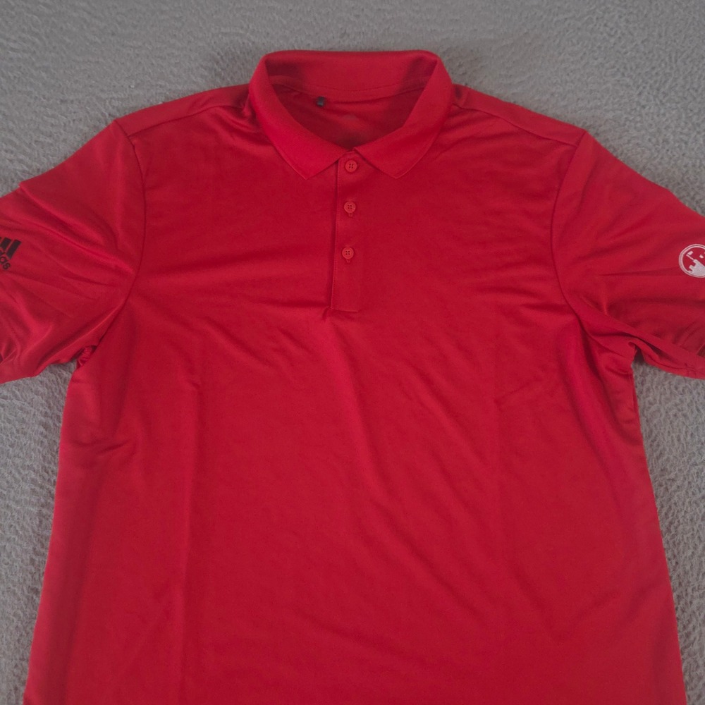 Adidas Polo Shirt Mens Large Red Performance Primegreen Recycled Polyester Golf